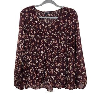 41 Hawthorn Burgundy Floral Peasant Blouse Size XS Oxblood Floral Boho Top